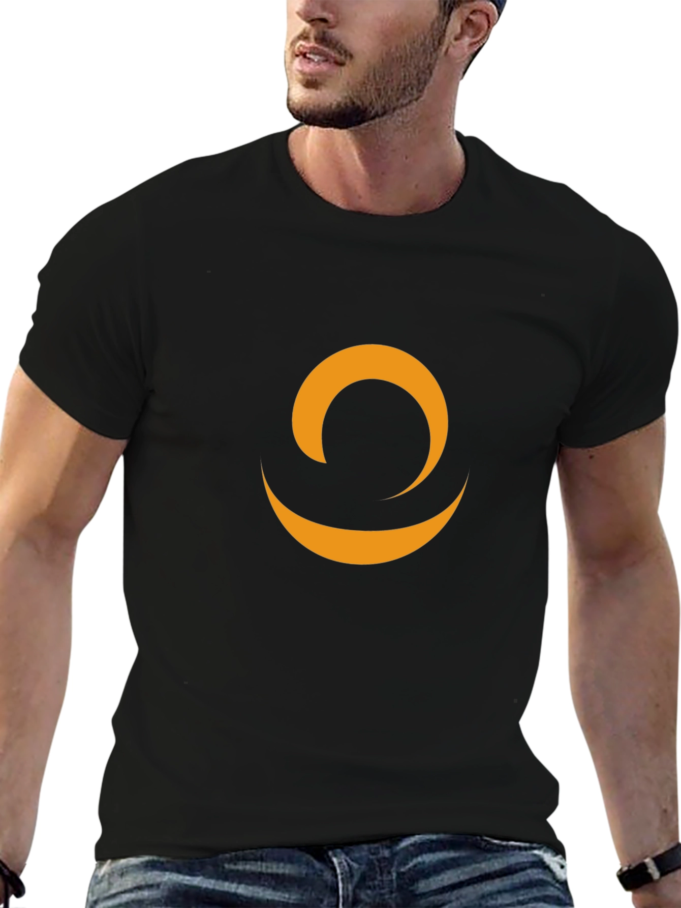 Minimalist Crescent Moon Graphic Black Tee