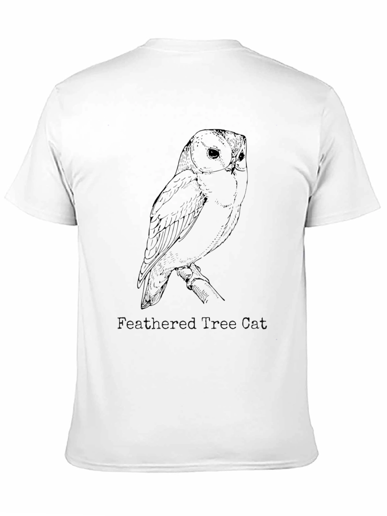 Owl Graphic Black T-Shirt - Feathered Design