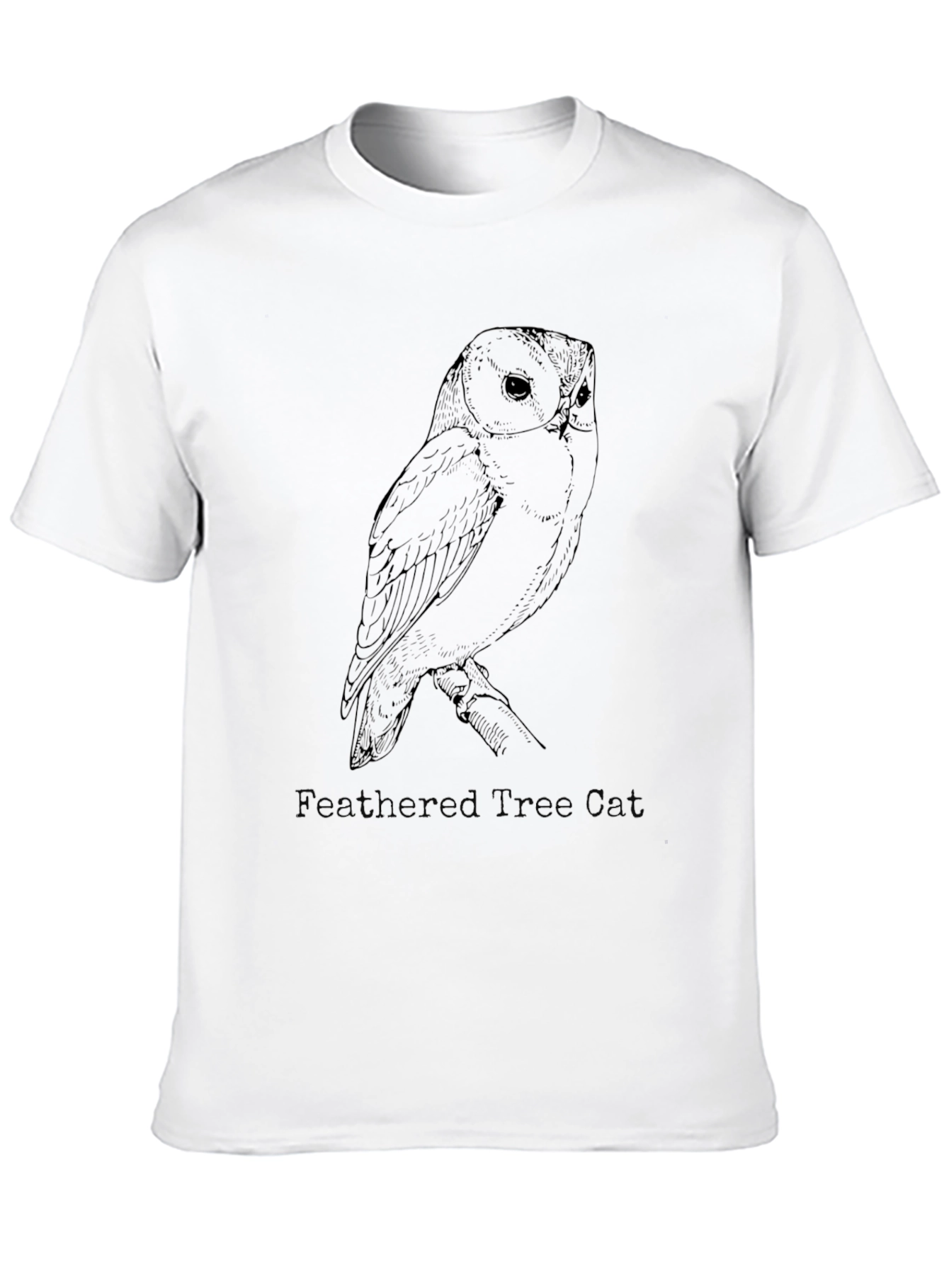 Owl Graphic Black T-Shirt - Feathered Design
