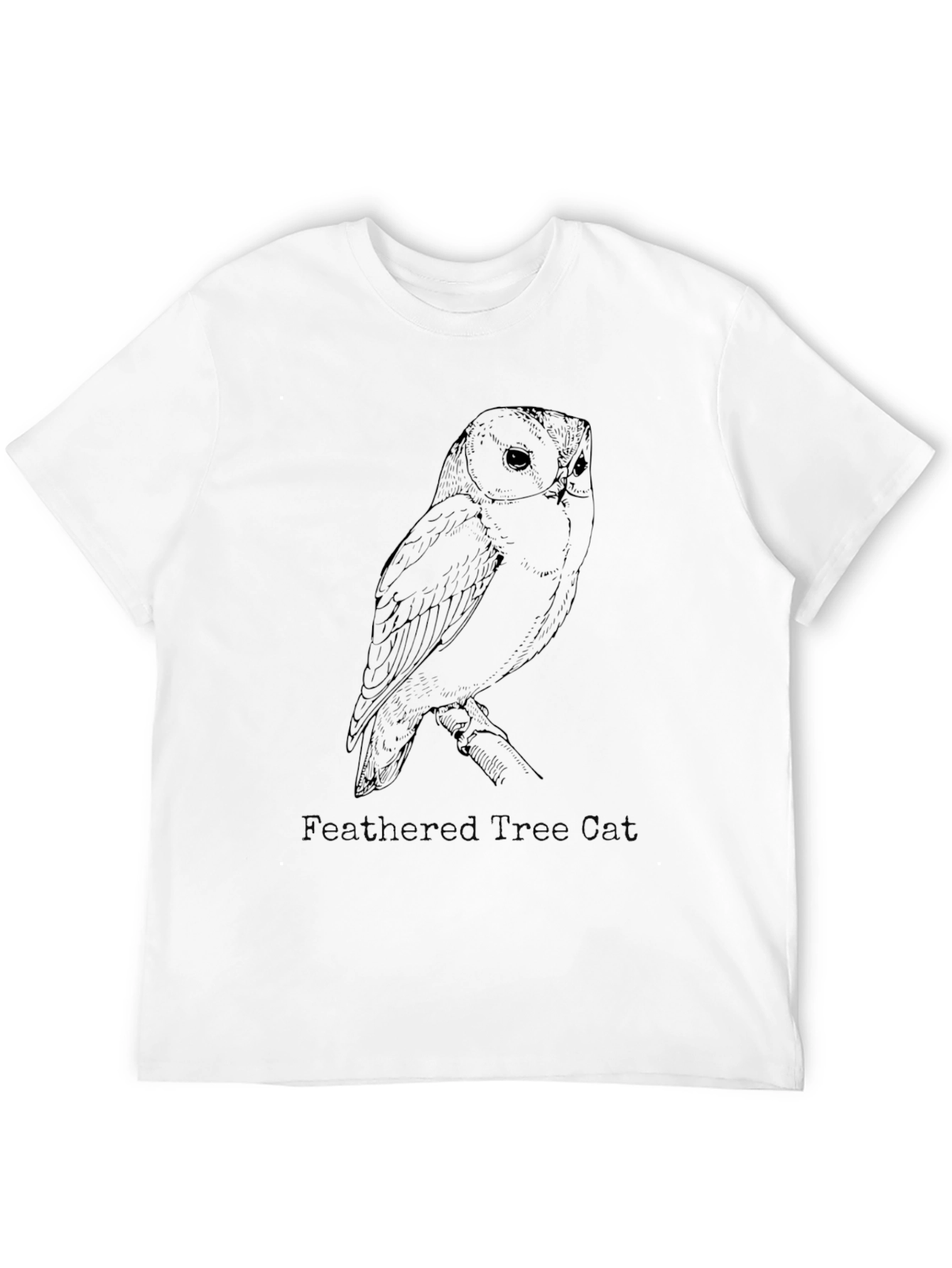 Owl Graphic Black T-Shirt - Feathered Design