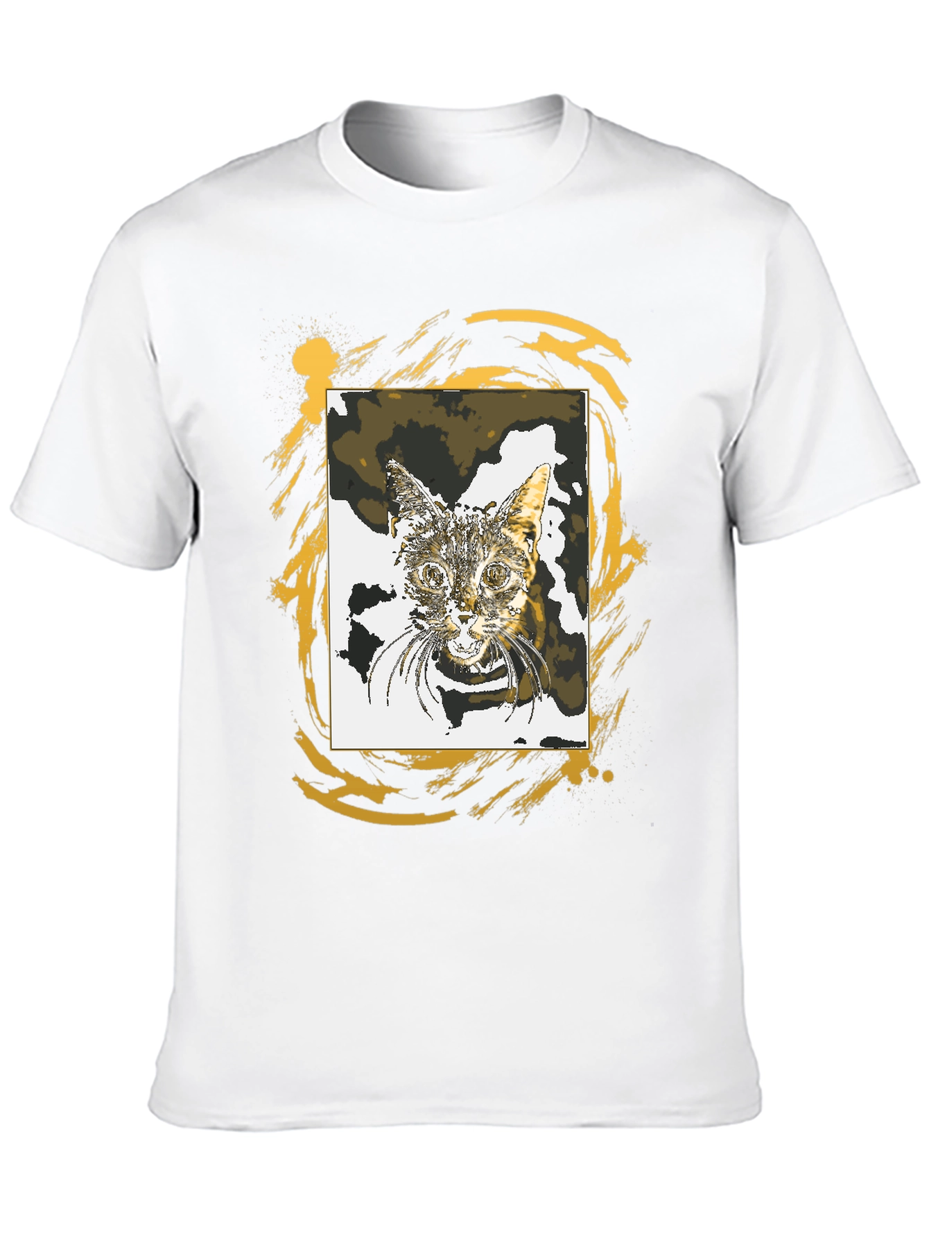 Cat Portrait Graphic Tee - Stylish Black T-Shirt