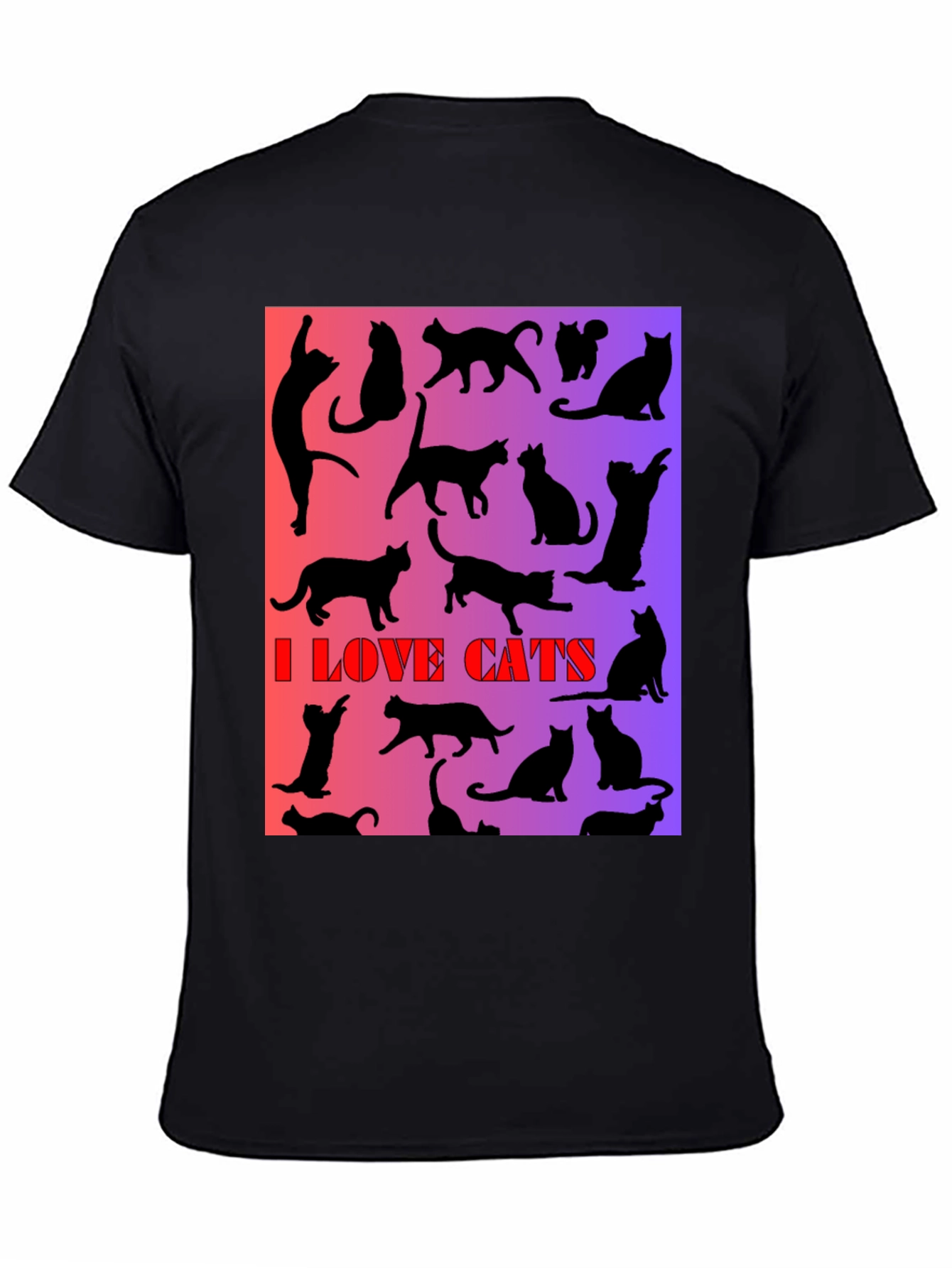I Love Cats T-Shirt - Unique Silhouette Design