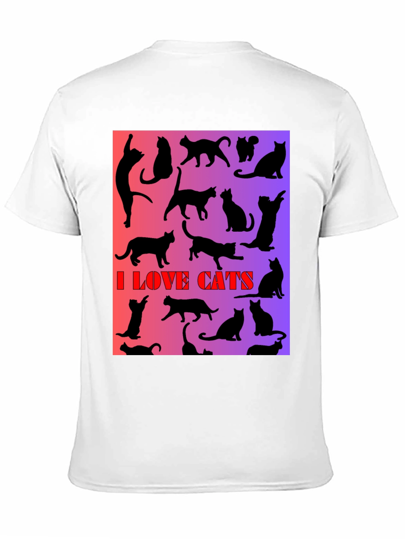 I Love Cats T-Shirt - Unique Silhouette Design