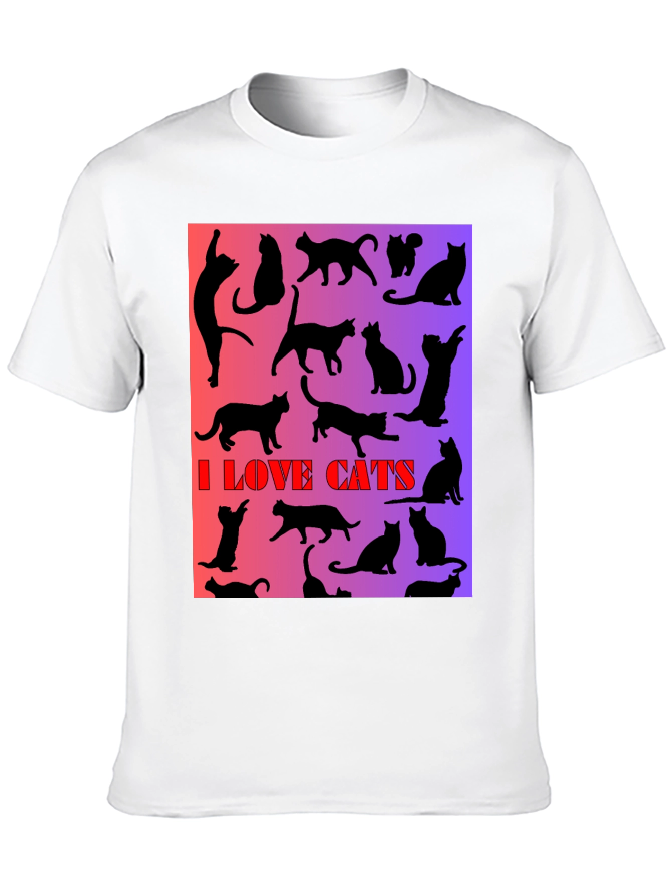I Love Cats T-Shirt - Unique Silhouette Design