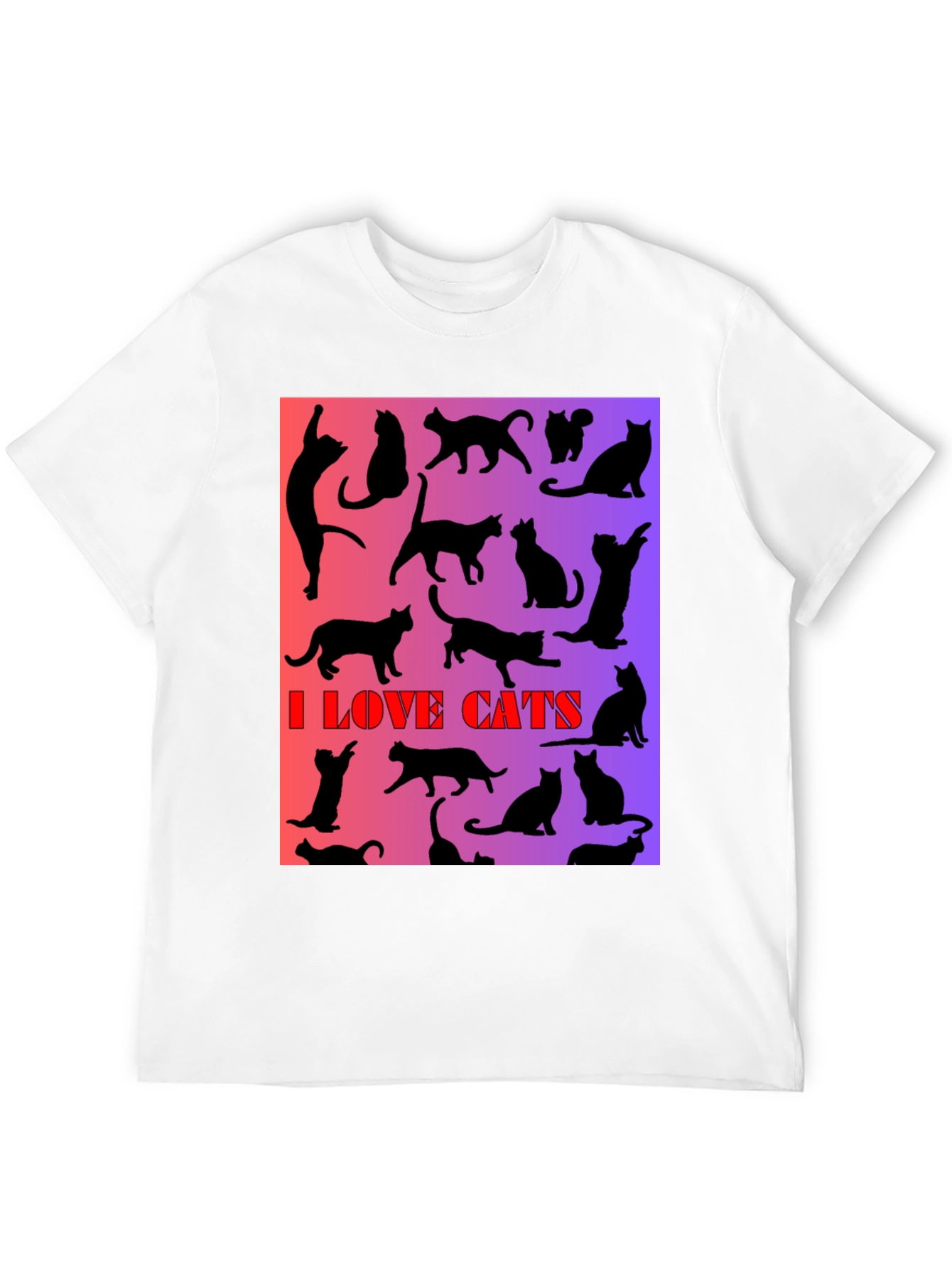 I Love Cats T-Shirt - Unique Silhouette Design