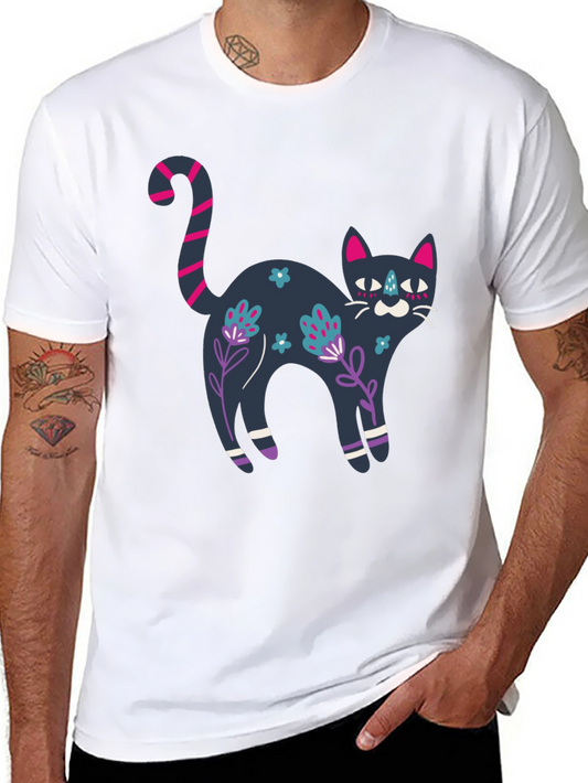 Black Cat Floral T-Shirt - Unique Design