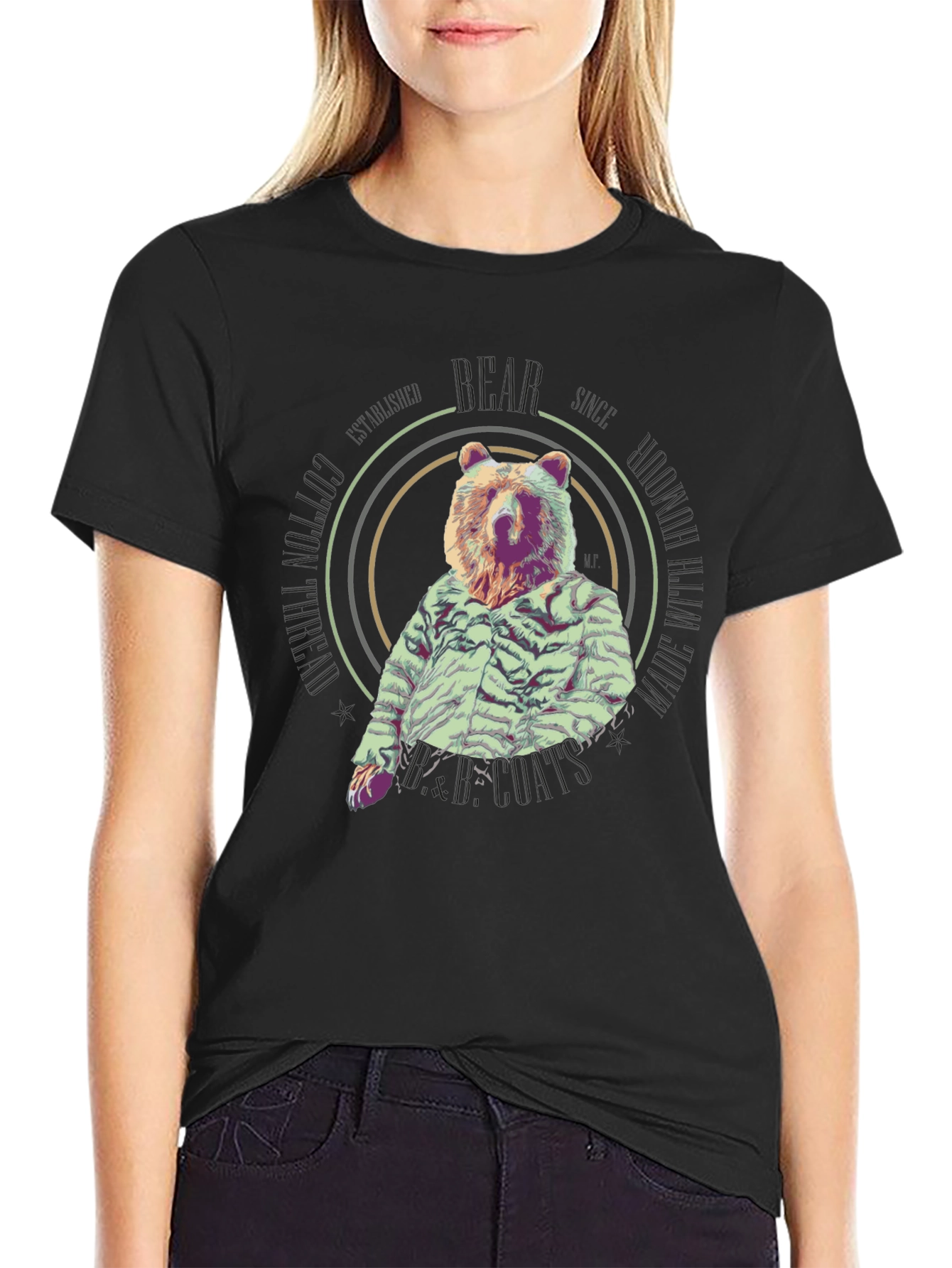Bear in a Shirt Mens Black Tee