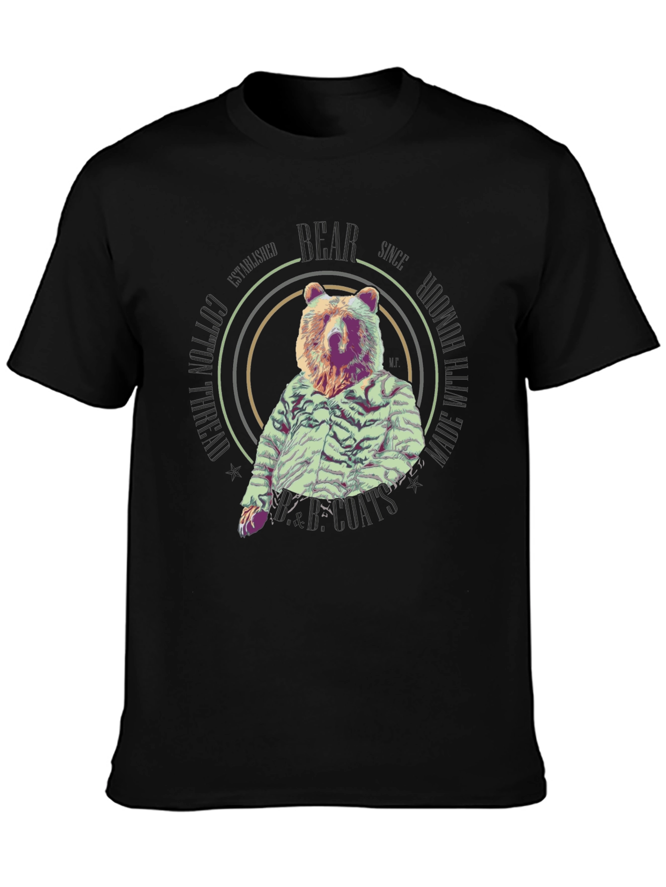 Bear in a Shirt Mens Black Tee