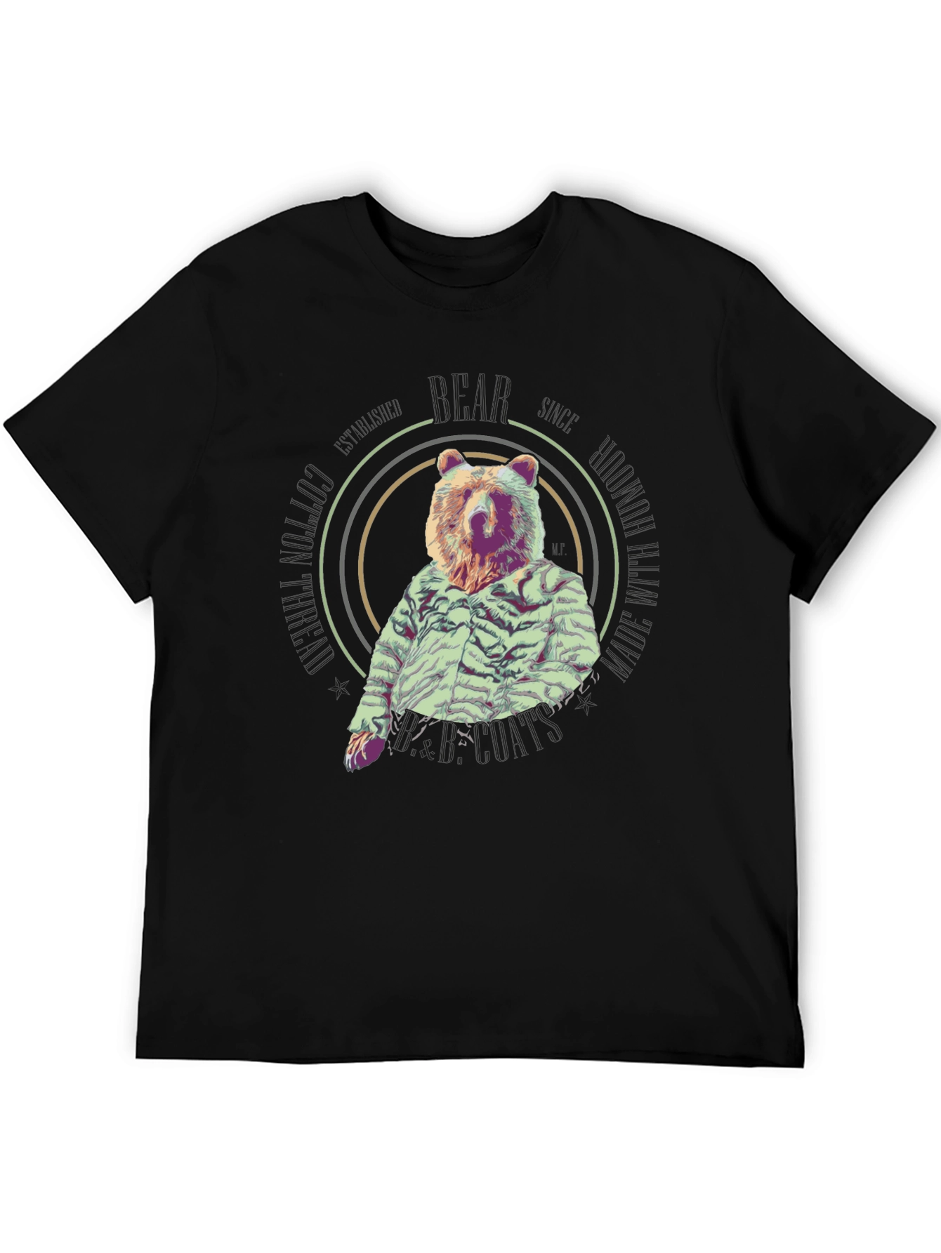 Bear in a Shirt Mens Black Tee