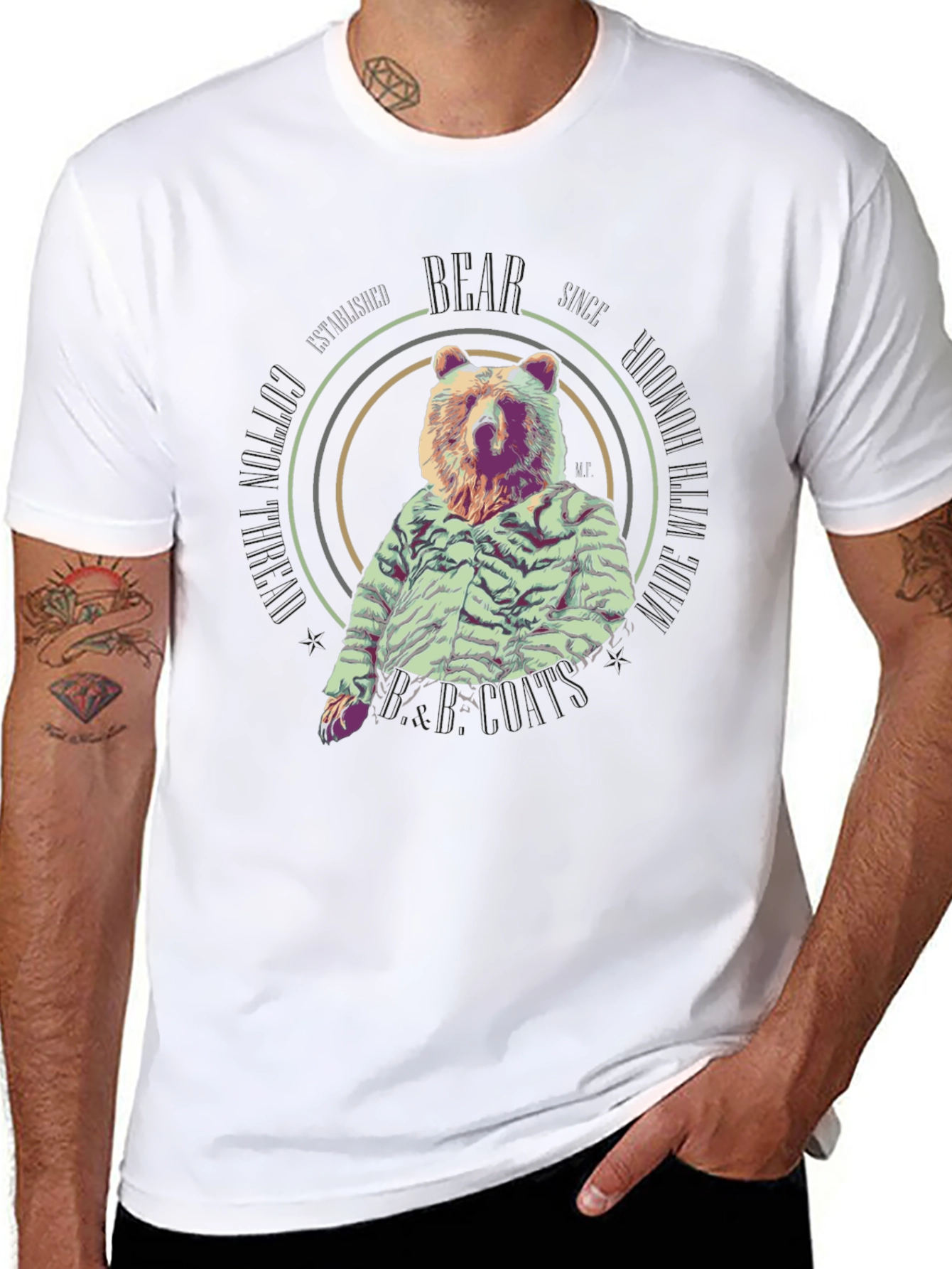 Bear in a Shirt Mens Black Tee