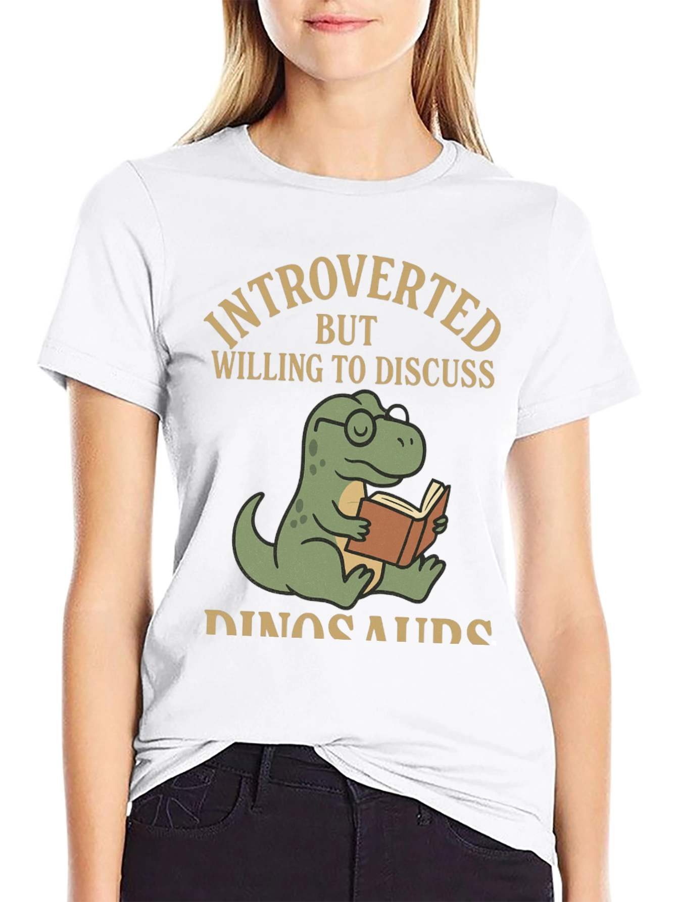 Introverted Dinosaur Book Reader T-Shirt