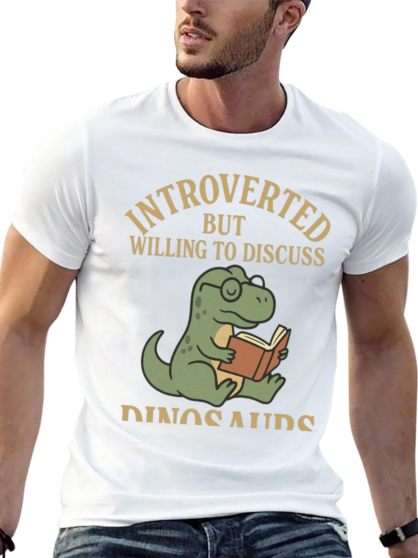 Introverted Dinosaur Book Reader T-Shirt