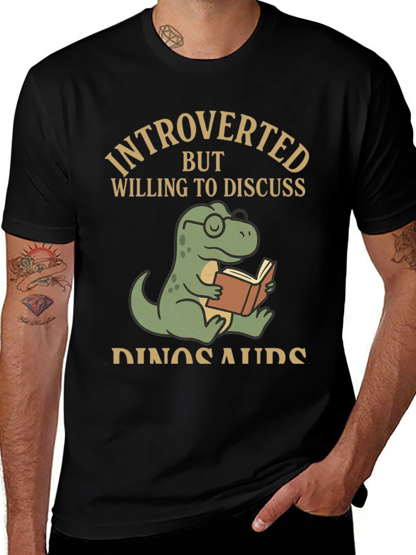 Introverted Dinosaur Book Reader T-Shirt
