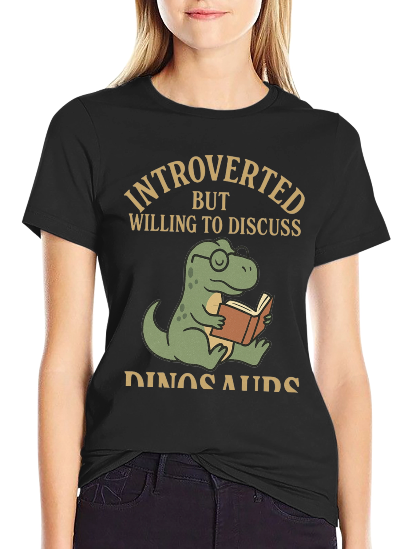 Introverted Dinosaur Book Reader T-Shirt