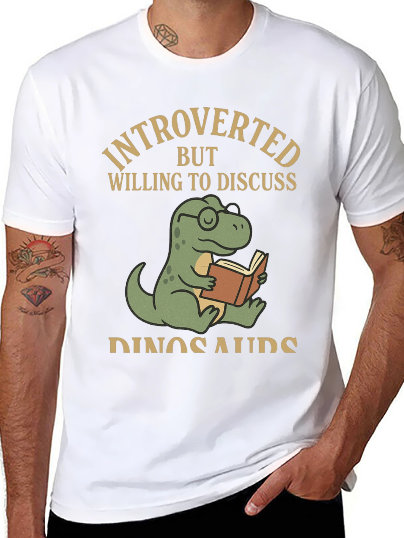 Introverted Dinosaur Book Reader T-Shirt