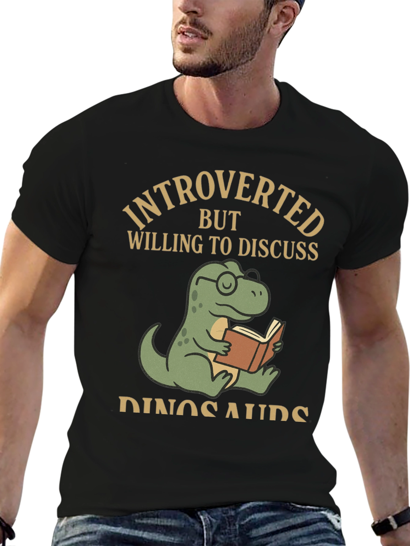Introverted Dinosaur Book Reader T-Shirt