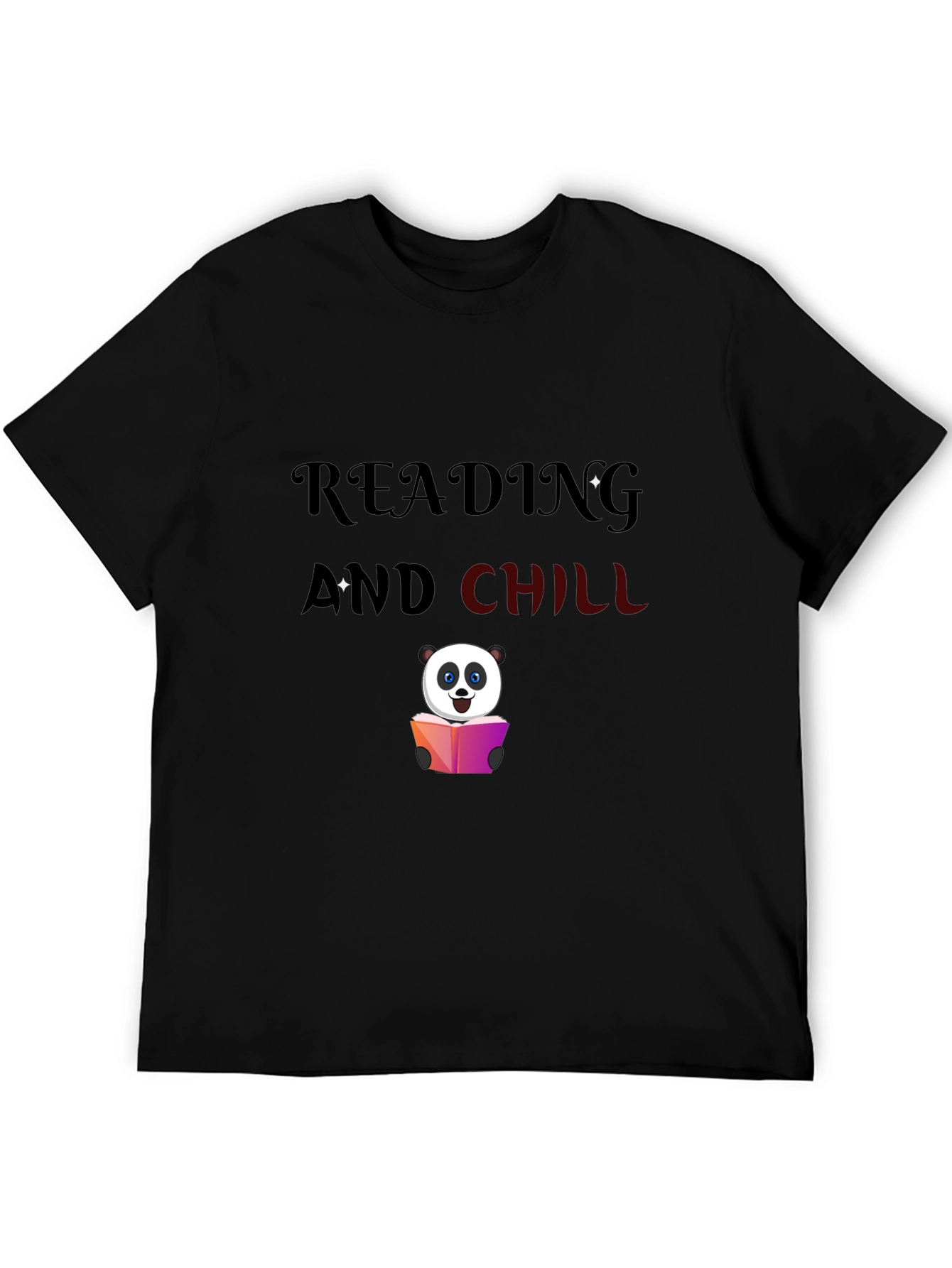 Reading Panda T-Shirt - Black Cotton Tee