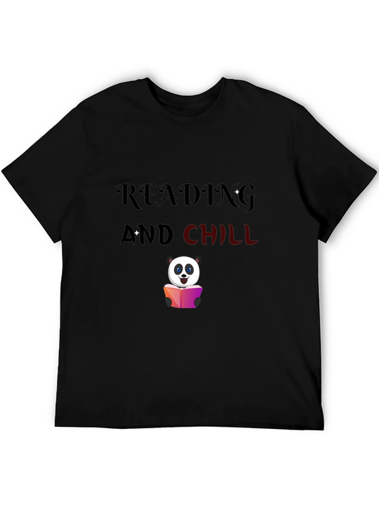 Reading Panda T-Shirt - Black Cotton Tee