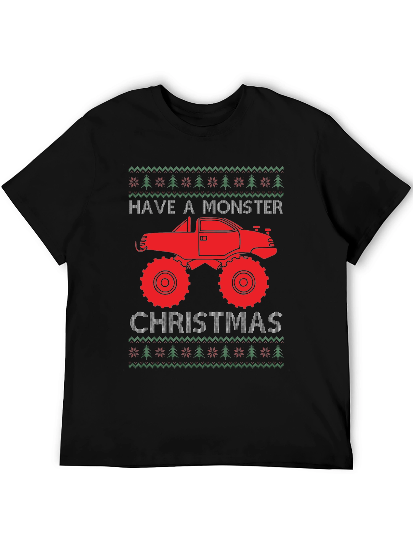 Monster Truck Christmas Ugly Sweater Tee