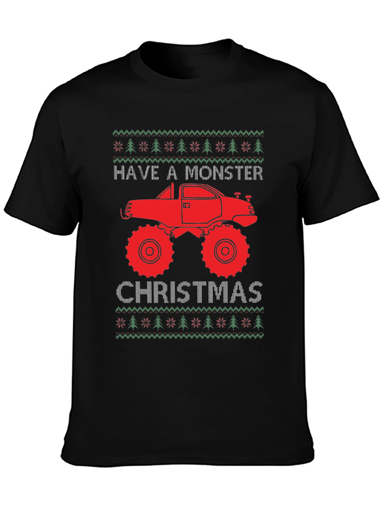 Monster Truck Christmas Ugly Sweater Tee