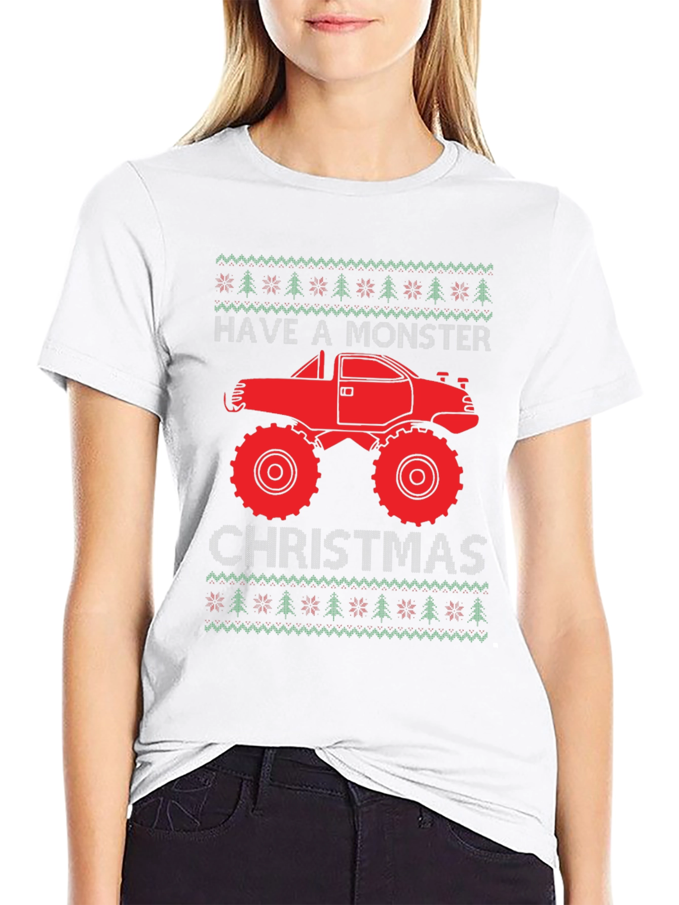 Monster Truck Christmas Ugly Sweater Tee