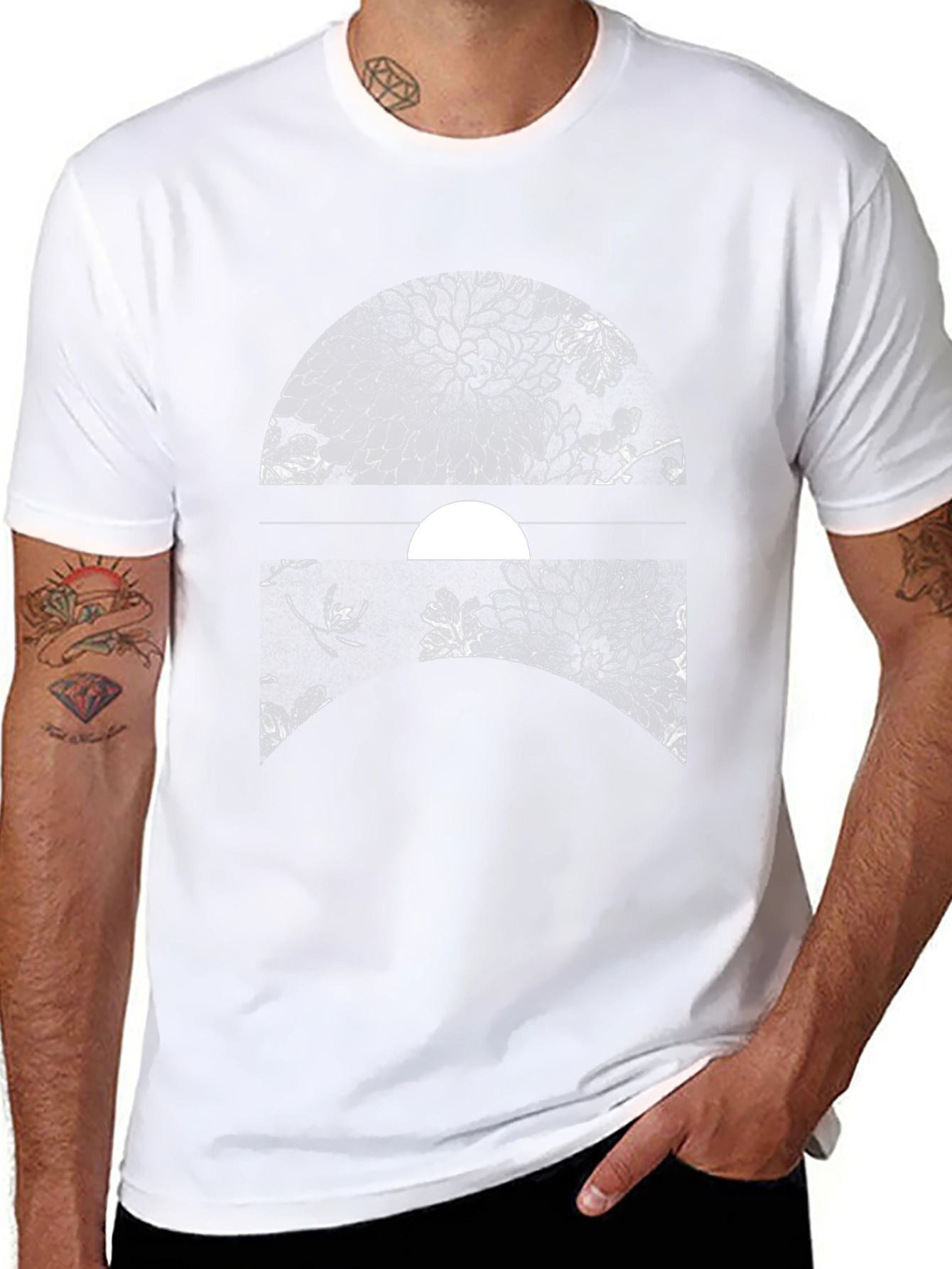 Floral Moon Graphic Tee - Black Cotton Blend