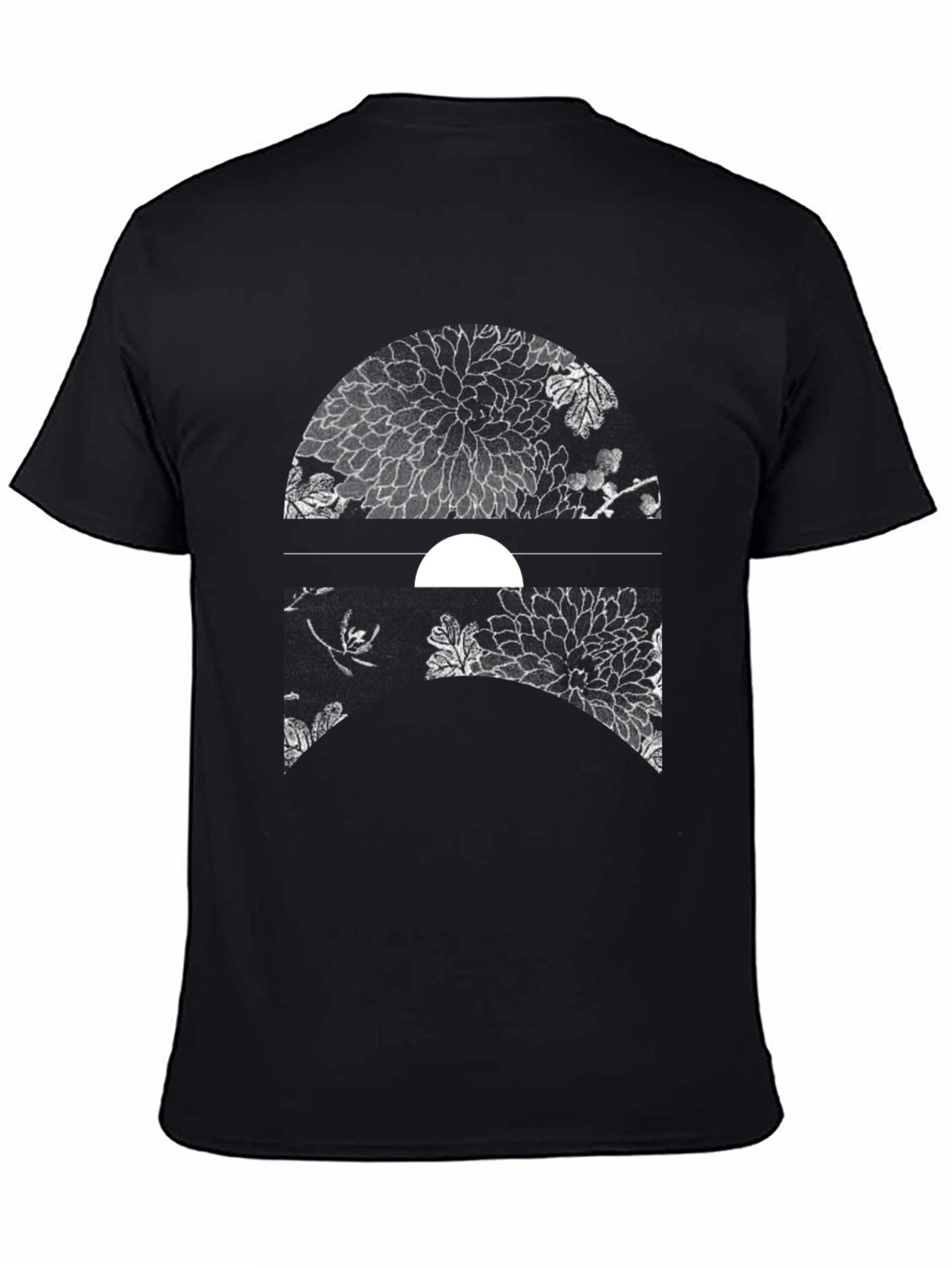 Floral Moon Graphic Tee - Black Cotton Blend