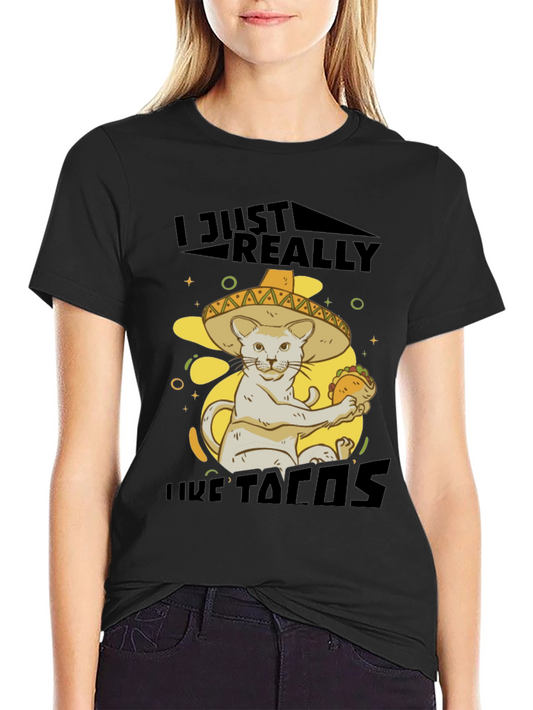 Taco Cat Graphic Tee - I Just Really Like Tacos!