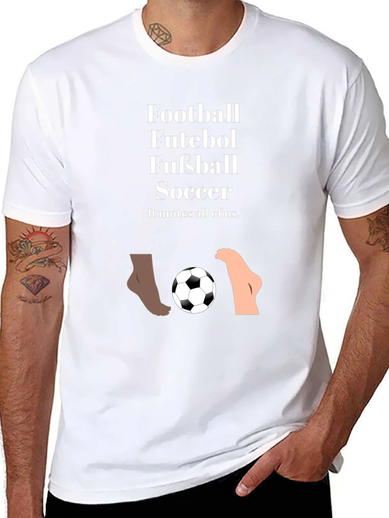 Unite All T-Shirt Football Futeball Fussball Soccer Black Tee