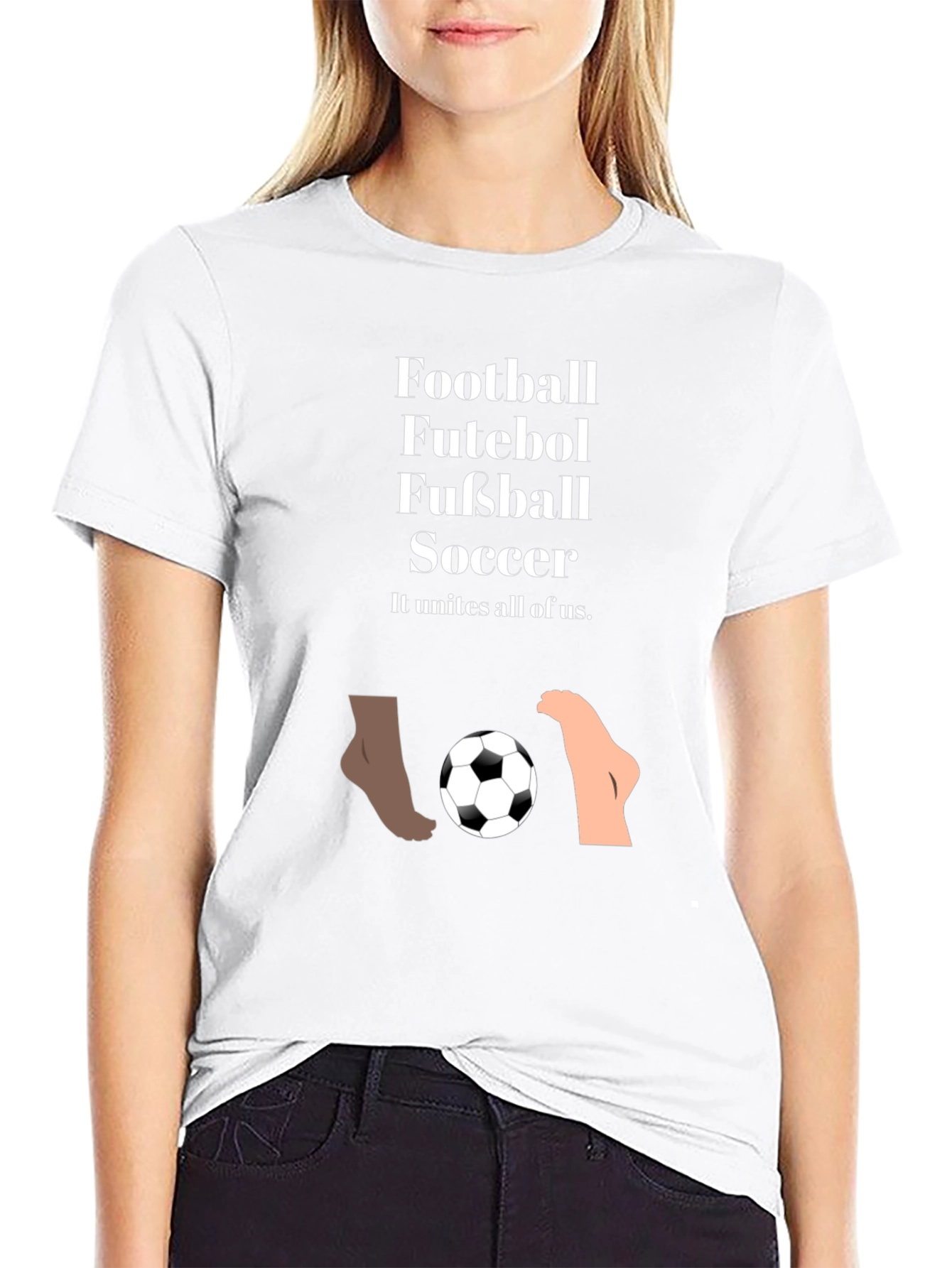 Unite All T-Shirt Football Futeball Fussball Soccer Black Tee