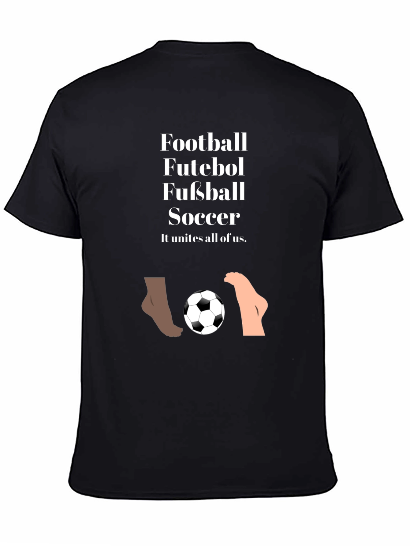 Unite All T-Shirt Football Futeball Fussball Soccer Black Tee