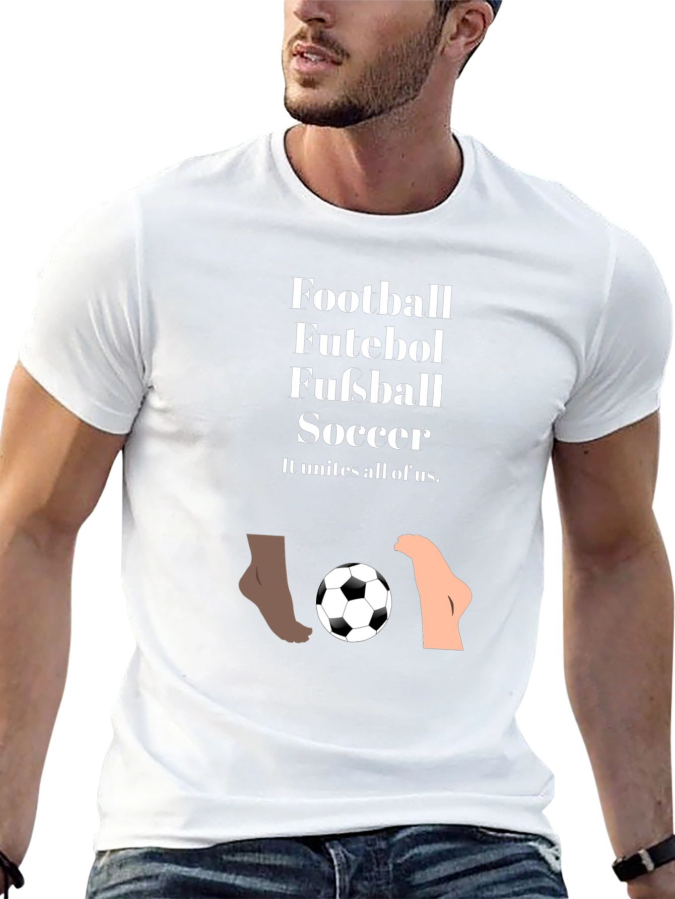 Unite All T-Shirt Football Futeball Fussball Soccer Black Tee