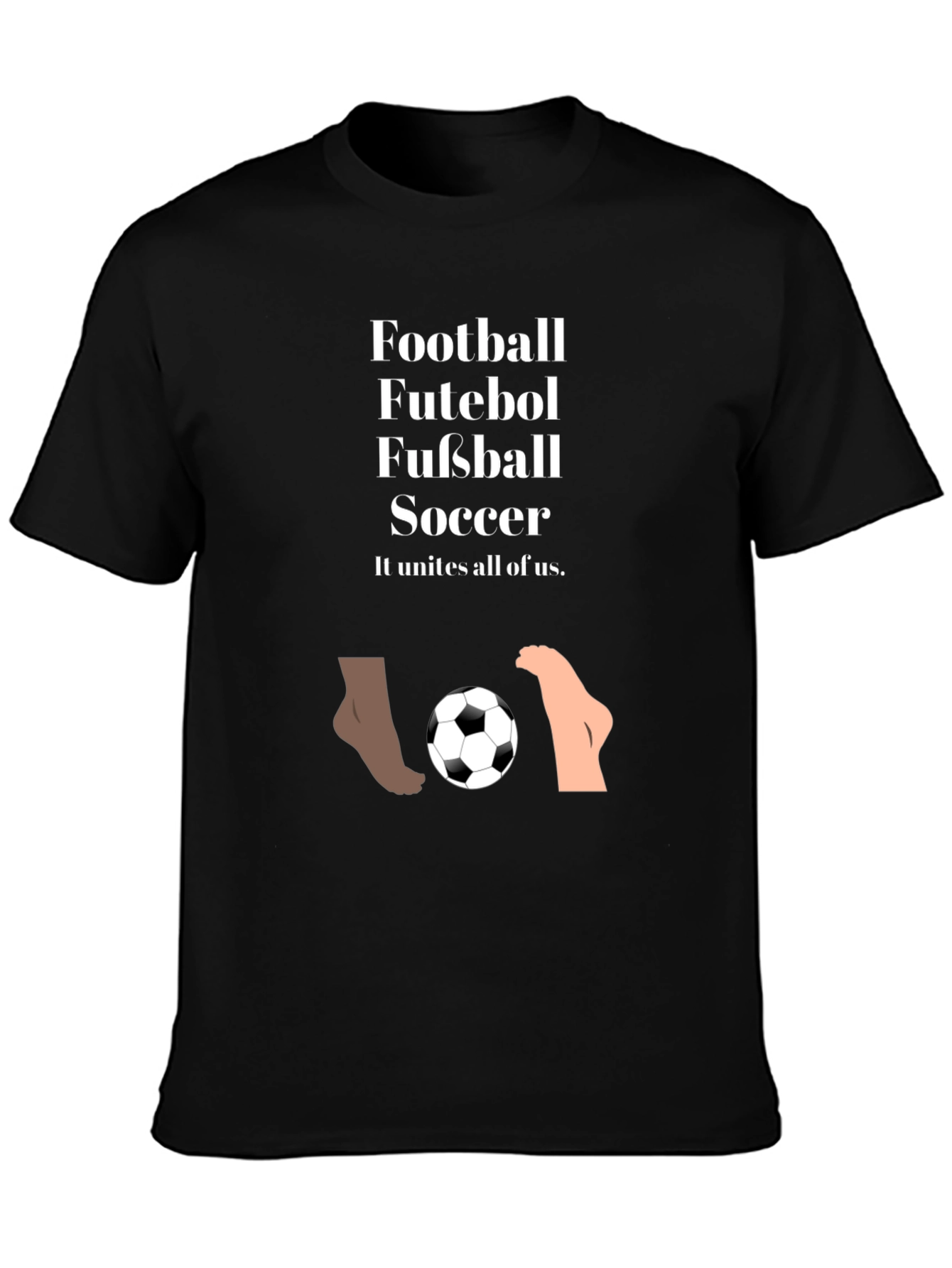 Unite All T-Shirt Football Futeball Fussball Soccer Black Tee