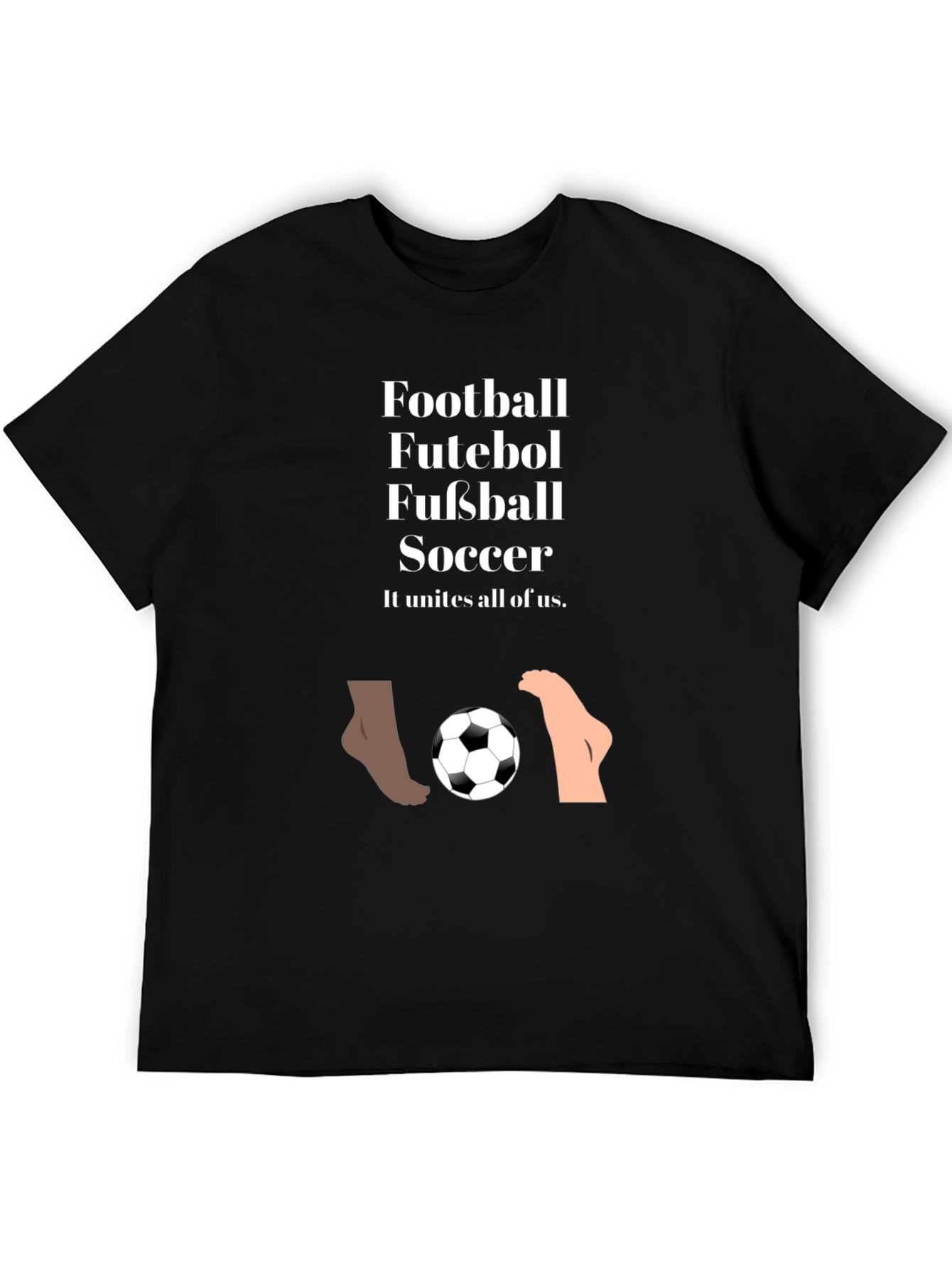 Unite All T-Shirt Football Futeball Fussball Soccer Black Tee
