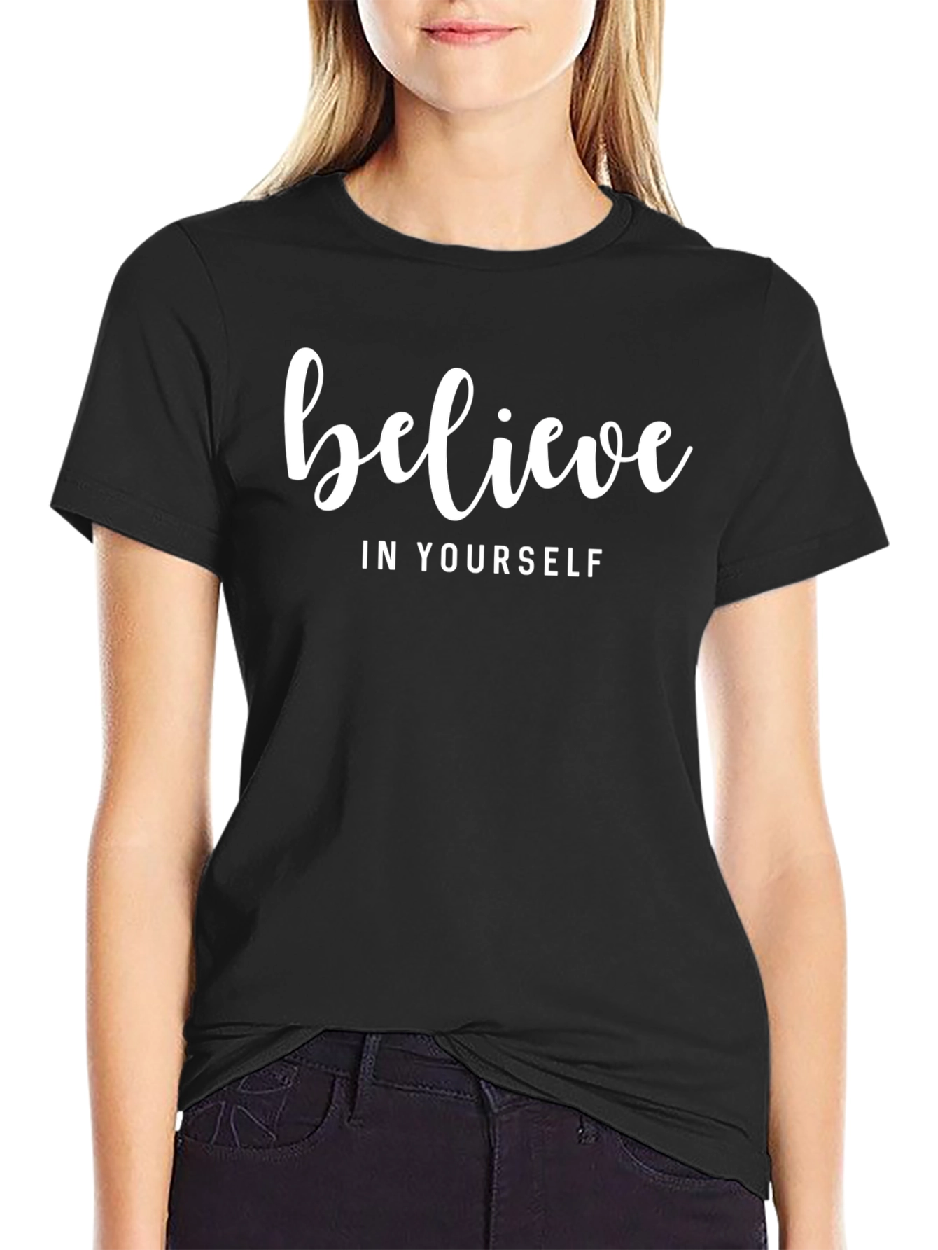 Believe in Yourself Black Graphic Tee Shirt
