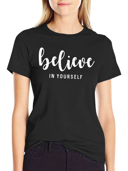 Believe in Yourself Black Graphic Tee Shirt