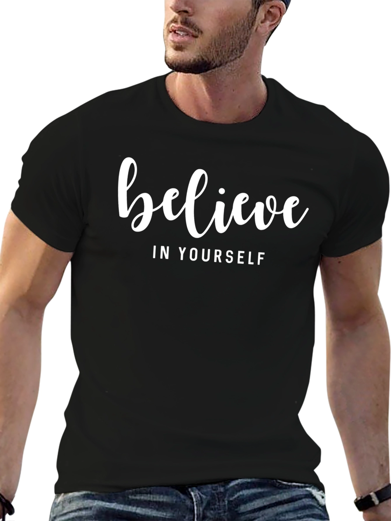 Believe in Yourself Black Graphic Tee Shirt