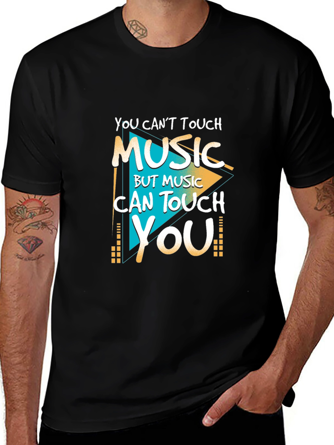 Music Can Touch You - Mens Black Graphic Tee