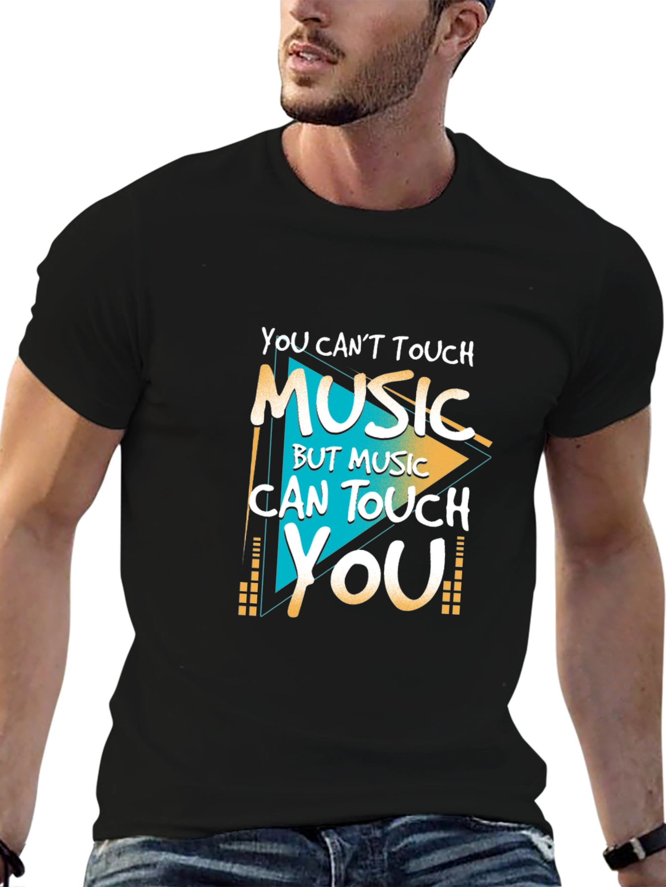 Music Can Touch You - Mens Black Graphic Tee