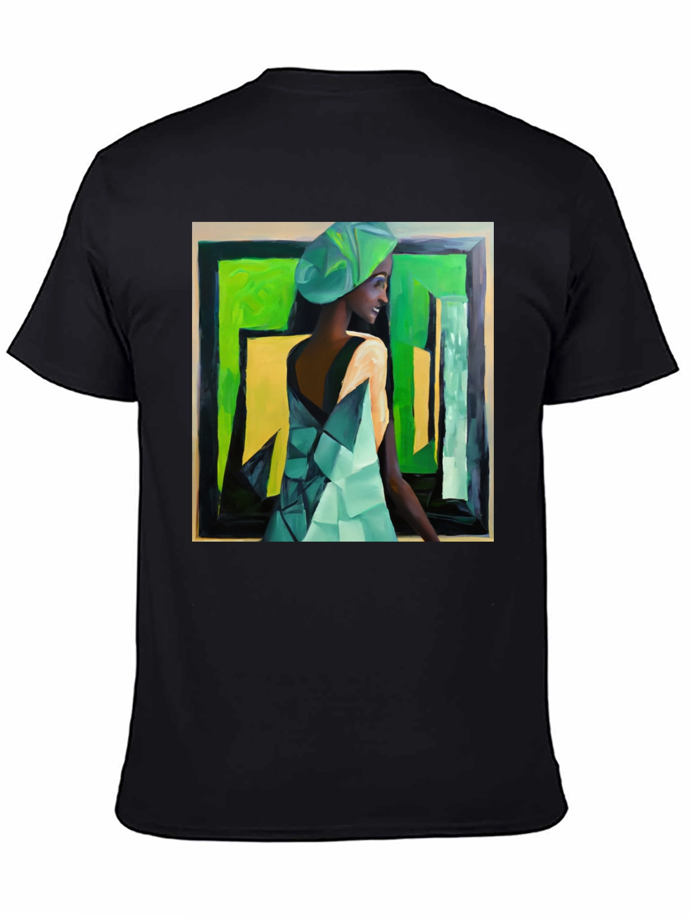 Artistic Woman Portrait Graphic Tee - Black