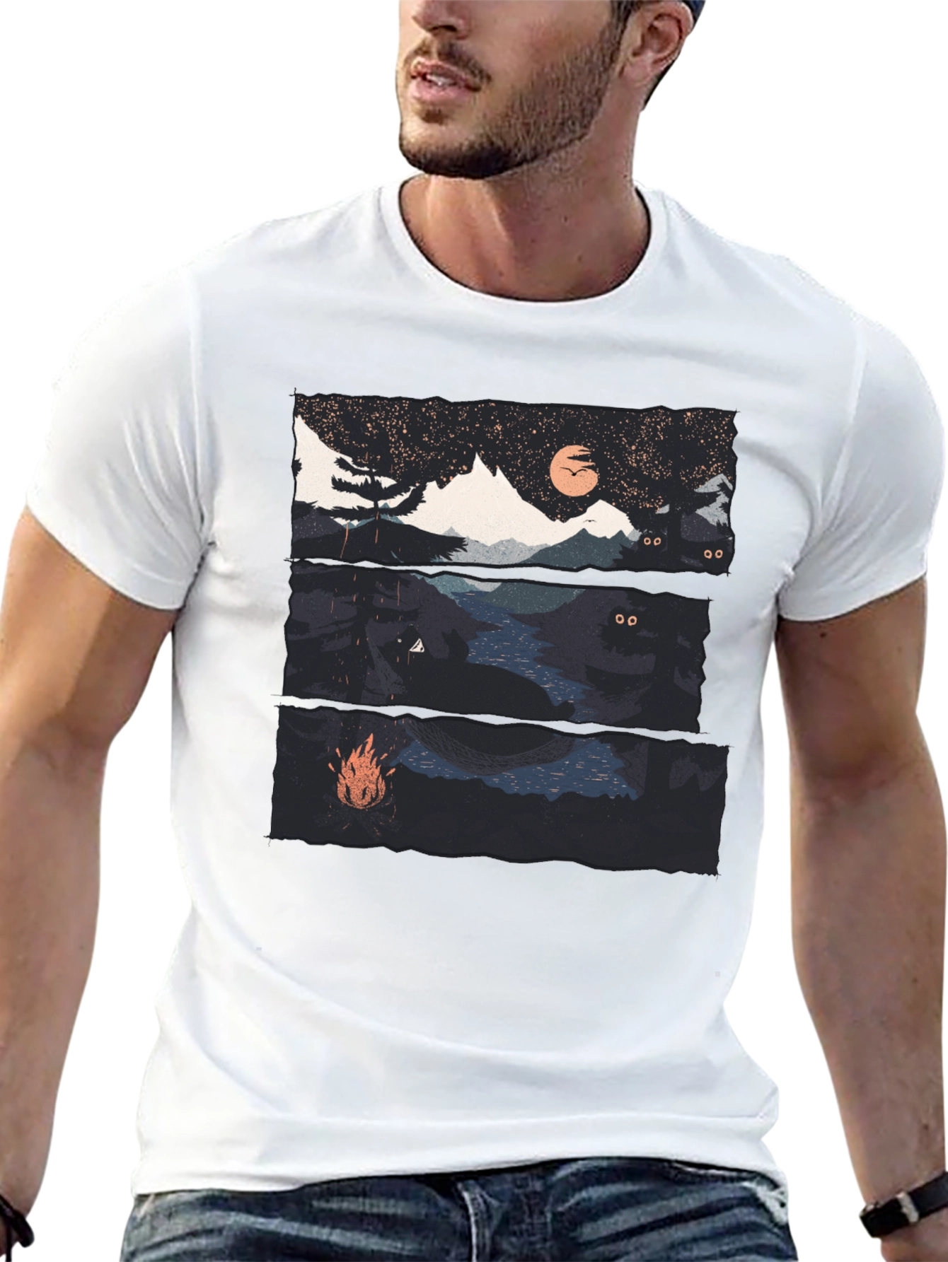 Night Landscape Graphic Tee - Black
