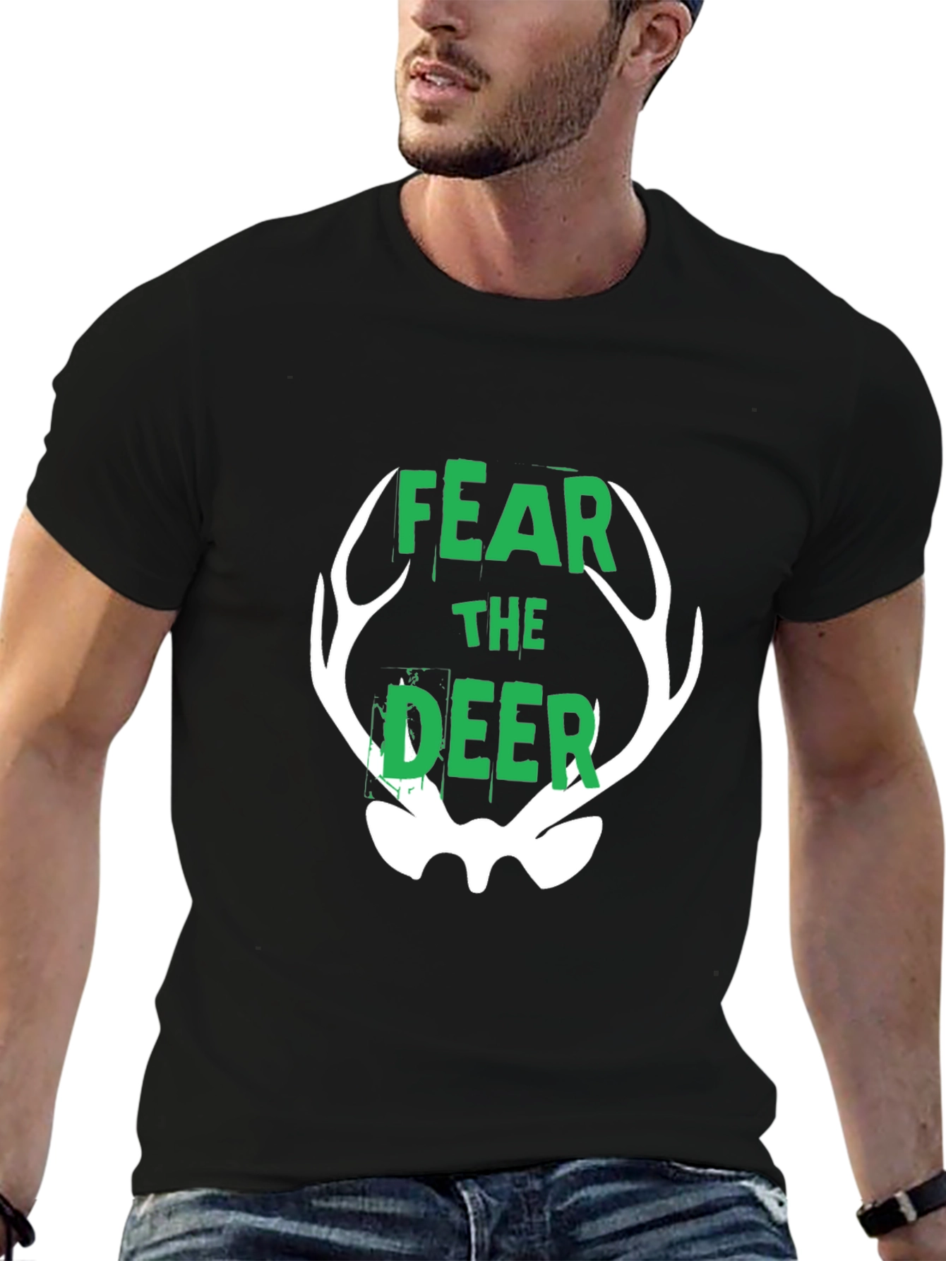 Fear the Deer Graphic Tee - Black Cotton T-Shirt