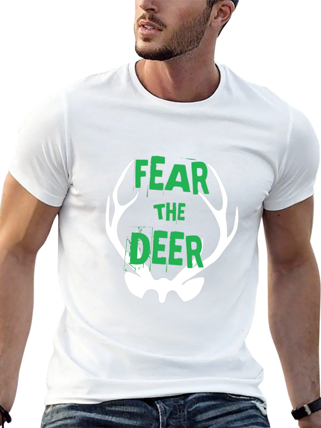 Fear the Deer Graphic Tee - Black Cotton T-Shirt
