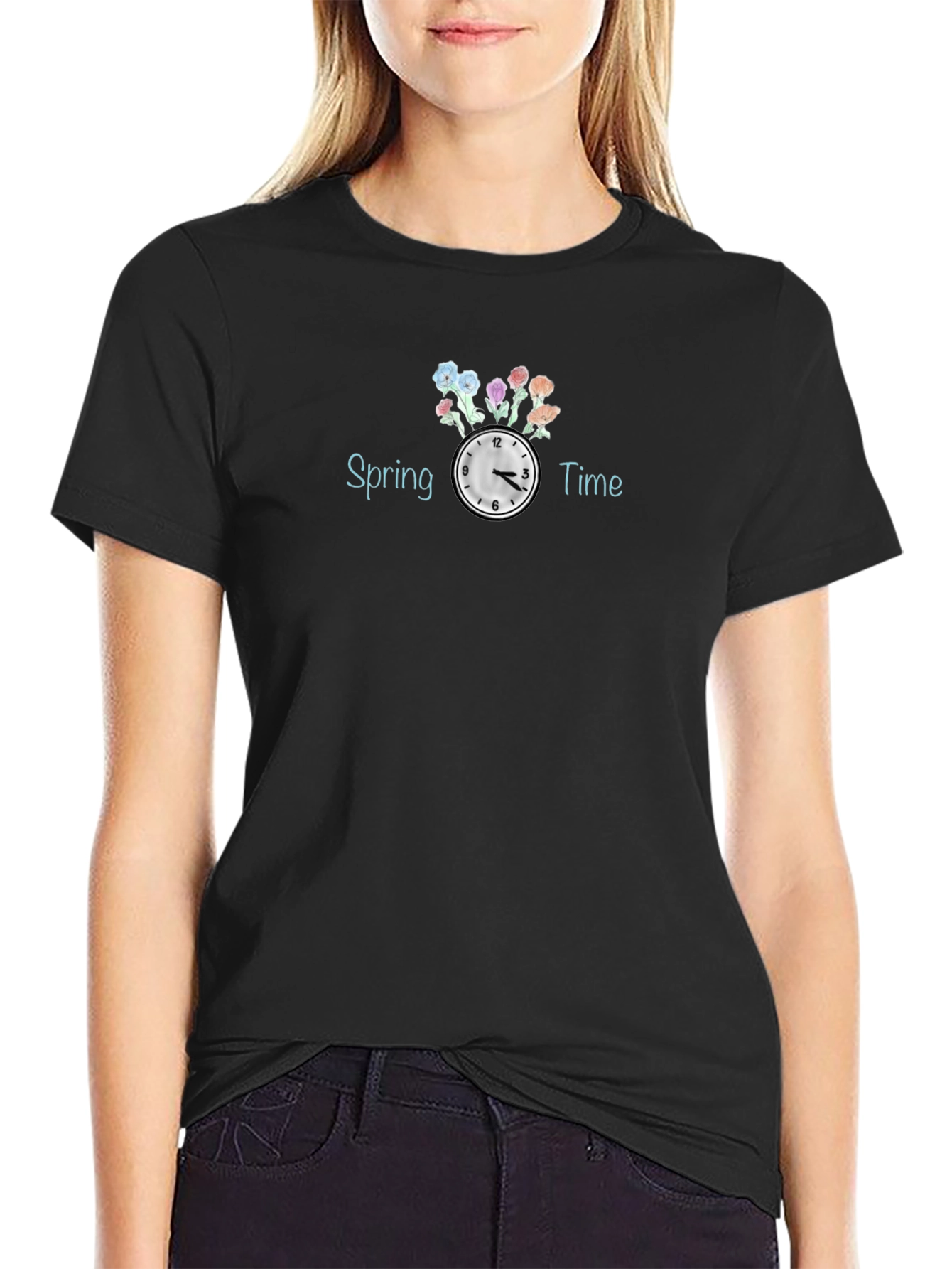 Spring Time Floral Clock T-Shirt