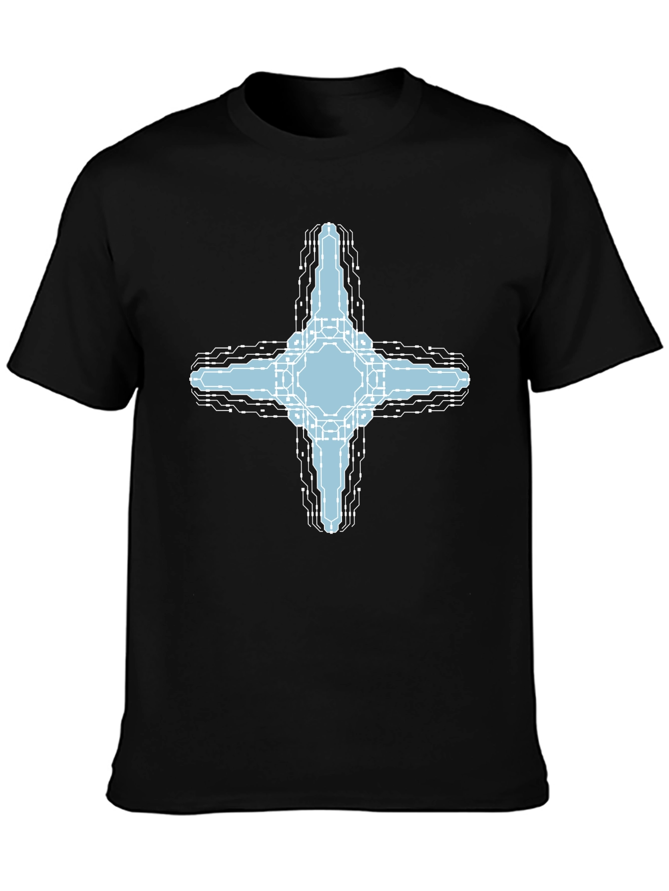 Cybernetic Cross T-Shirt - Tech Inspired Graphic Tee