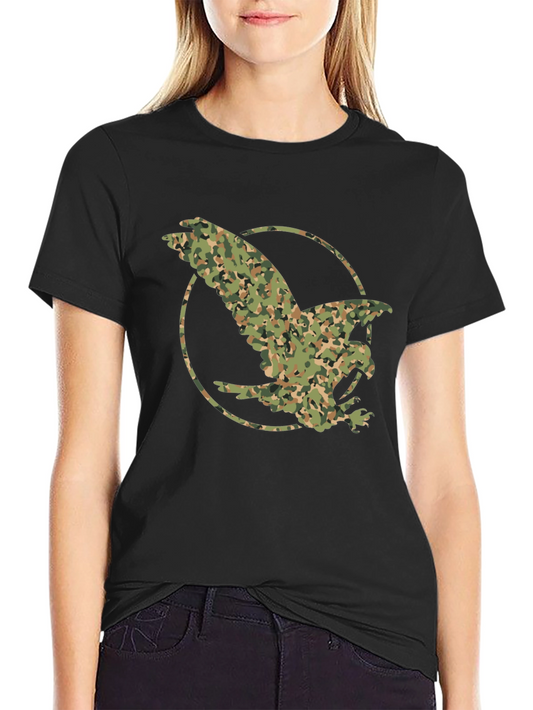 Camouflage Eagle Graphic Tee - Black