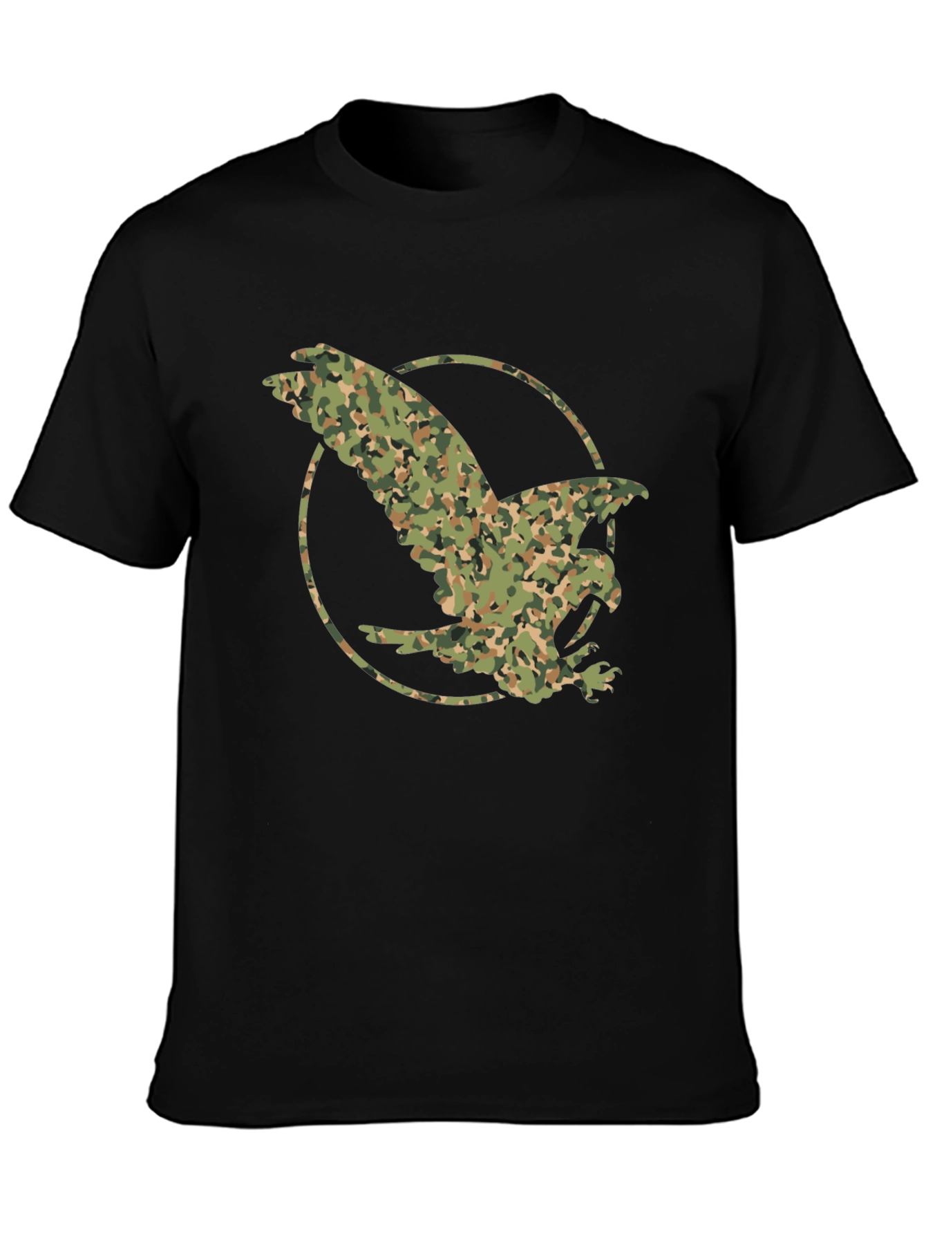 Camouflage Eagle Graphic Tee - Black