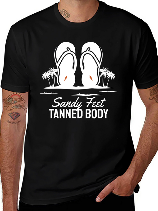 Sandy Feet Tanned Body Black Graphic T-Shirt