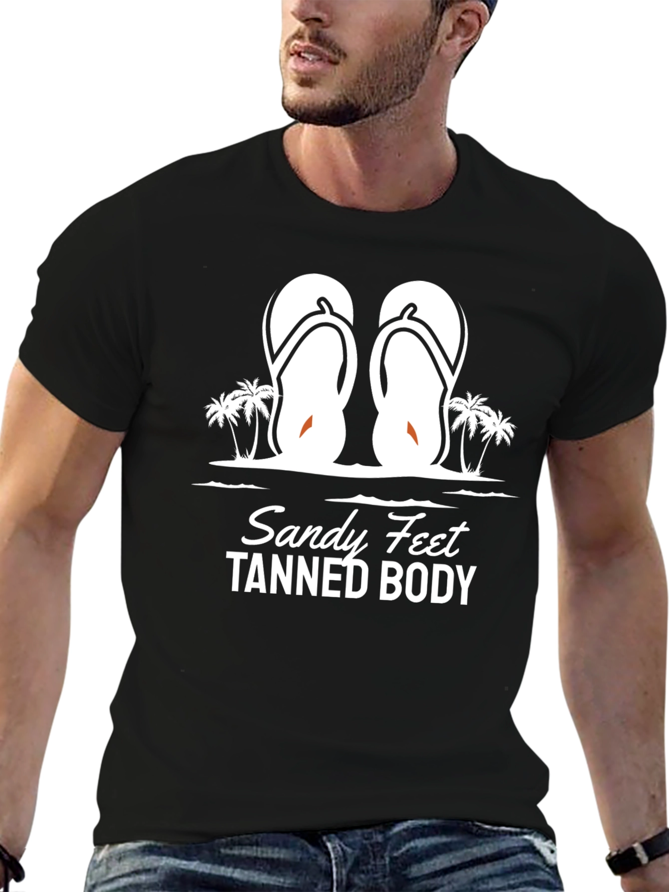 Sandy Feet Tanned Body Black Graphic T-Shirt