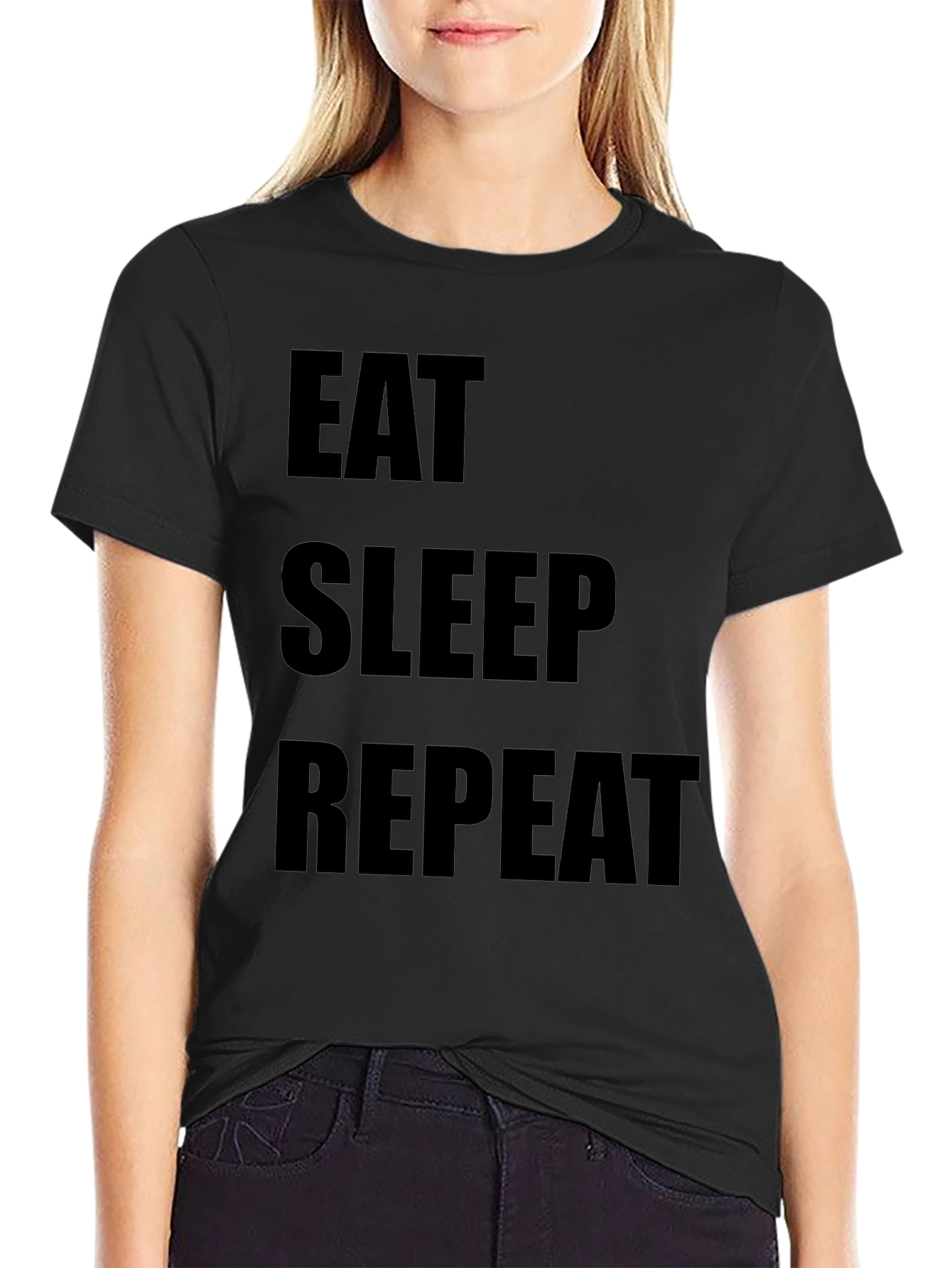 Eat Sleep Repeat Black T-Shirt